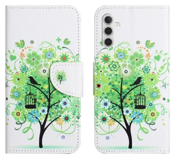 Samsung Galaxy A36 Hoesje Print Book Case met Pasjeshouder Bloemen Boom