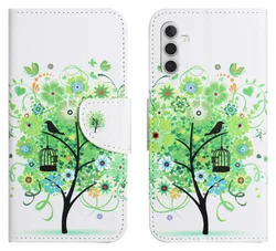 Samsung Galaxy A36 Hoesje Print Book Case met Pasjeshouder Bloemen Boom afbeelding