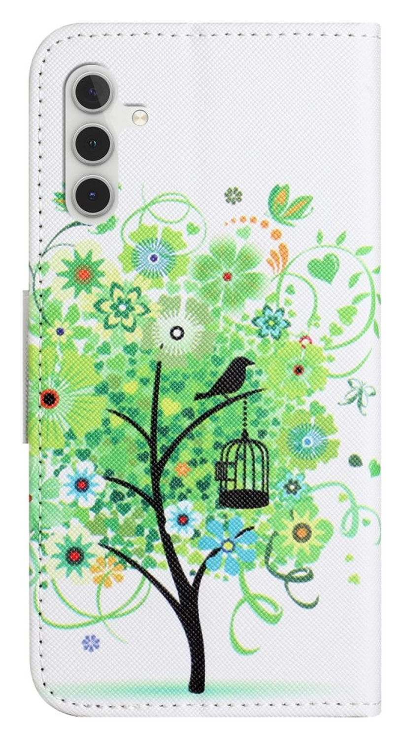 Samsung Galaxy A36 Hoesje Print Book Case met Pasjeshouder Bloemen Boom afbeelding 5