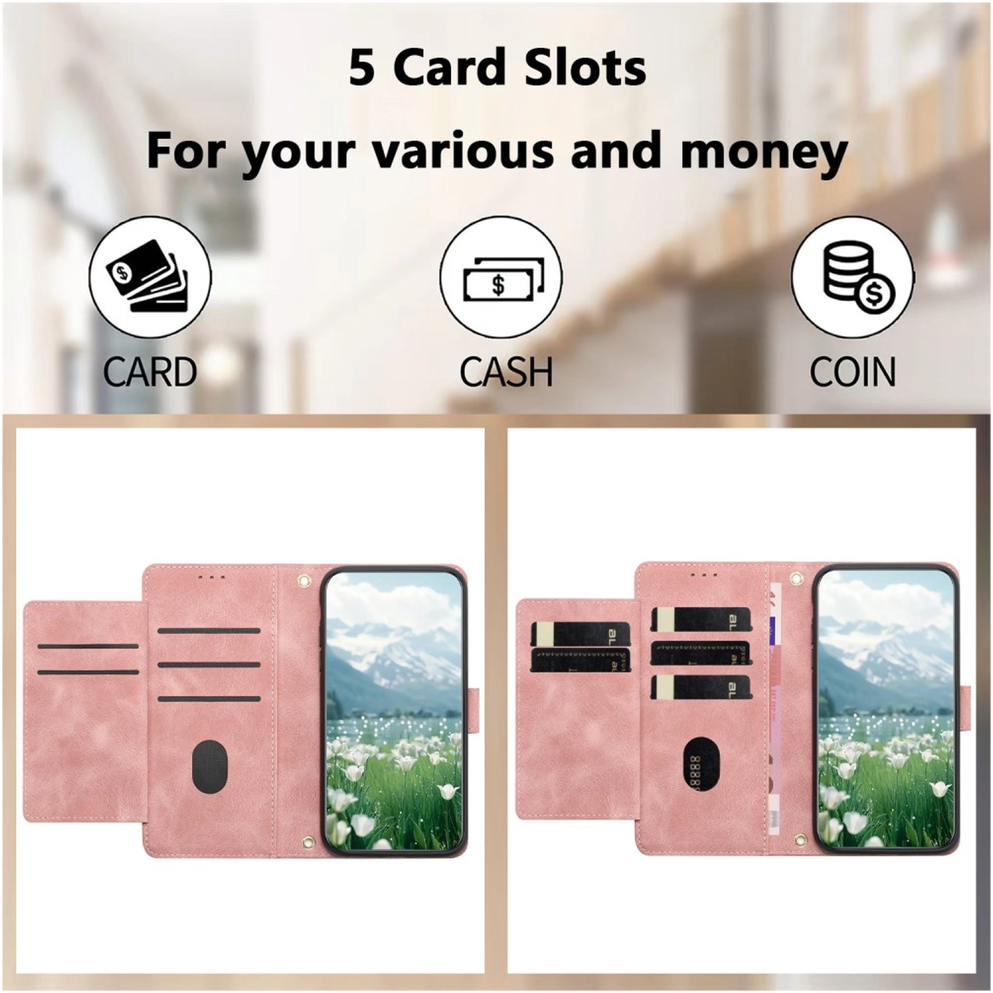 Samsung Galaxy A56 Hoesje Tulpen Book Case met Pasjeshouder Roze afbeelding 3