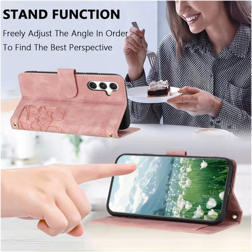 Samsung Galaxy A56 Hoesje Tulpen Book Case met Pasjeshouder Roze afbeelding 4