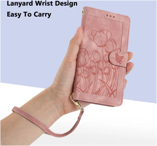 Samsung Galaxy A56 Hoesje Tulpen Book Case met Pasjeshouder Roze afbeelding 6