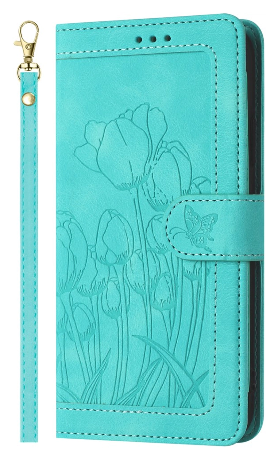 Samsung Galaxy A56 Hoesje Tulpen Book Case met Pasjeshouder Groen afbeelding 1