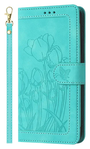 Samsung Galaxy A56 Hoesje Tulpen Book Case met Pasjeshouder Groen afbeelding 1