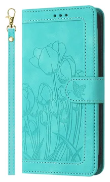 Samsung Galaxy A56 Hoesje Tulpen Book Case met Pasjeshouder Groen
