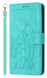 Samsung Galaxy A56 Hoesje Tulpen Book Case met Pasjeshouder Groen afbeelding