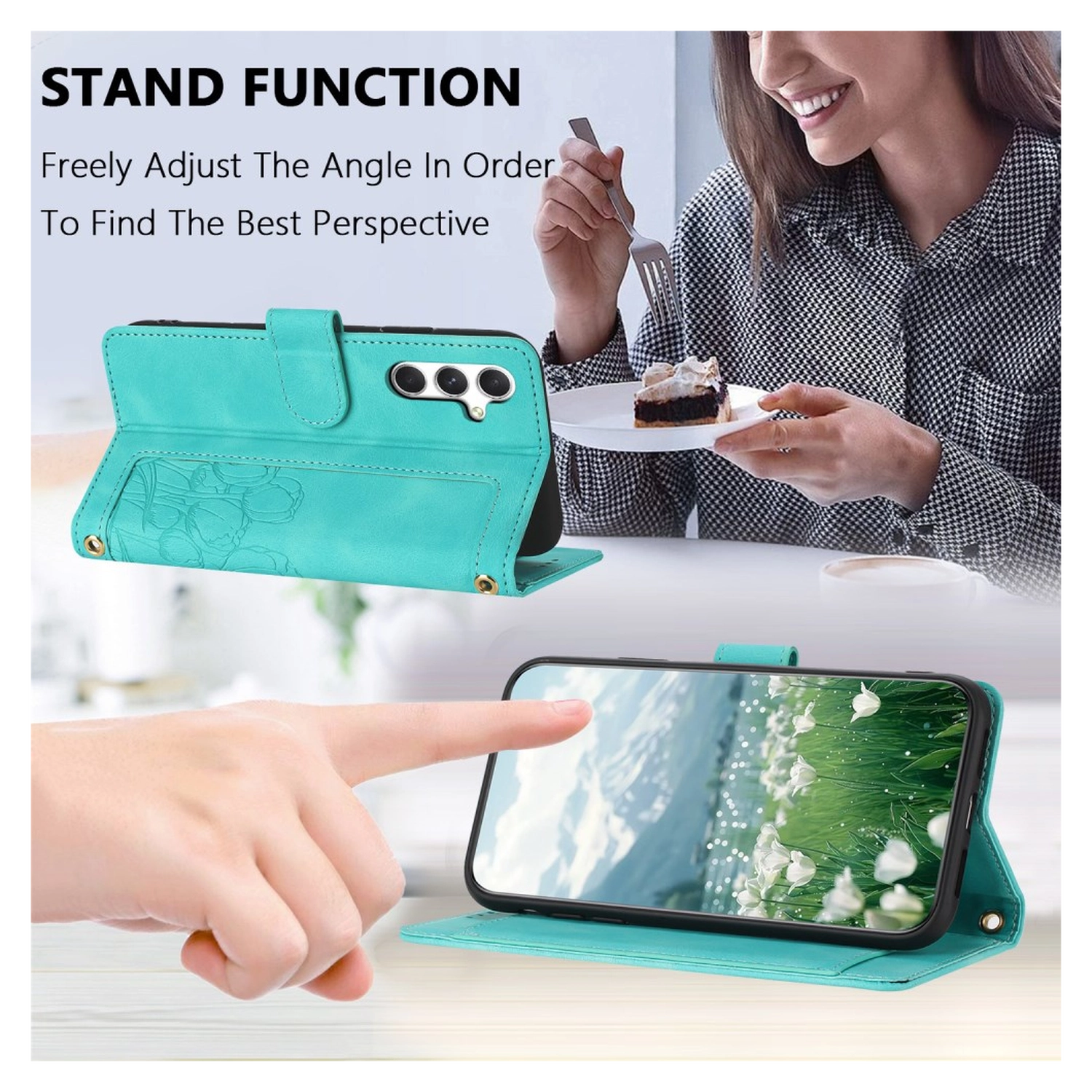 Samsung Galaxy A56 Hoesje Tulpen Book Case met Pasjeshouder Groen afbeelding 4