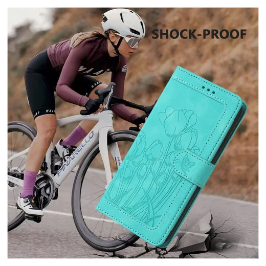 Samsung Galaxy A56 Hoesje Tulpen Book Case met Pasjeshouder Groen afbeelding 5