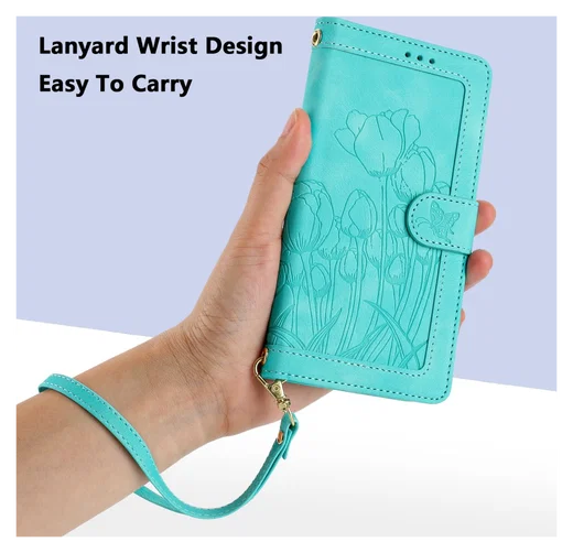 Samsung Galaxy A56 Hoesje Tulpen Book Case met Pasjeshouder Groen afbeelding 6