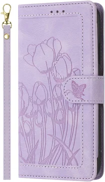 Samsung Galaxy A56 Hoesje Tulpen Book Case met Pasjeshouder Paars