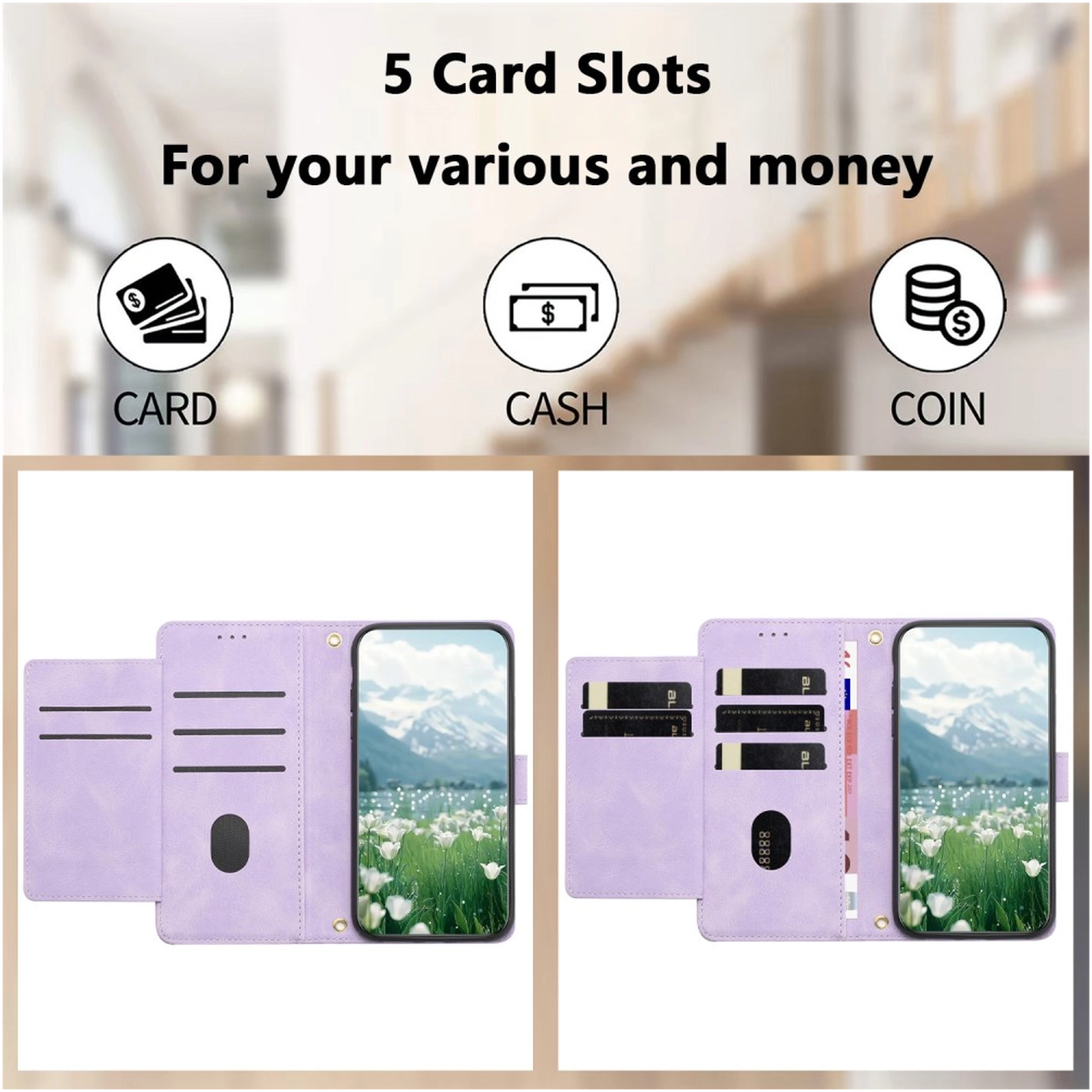 Samsung Galaxy A56 Hoesje Tulpen Book Case met Pasjeshouder Paars afbeelding 3