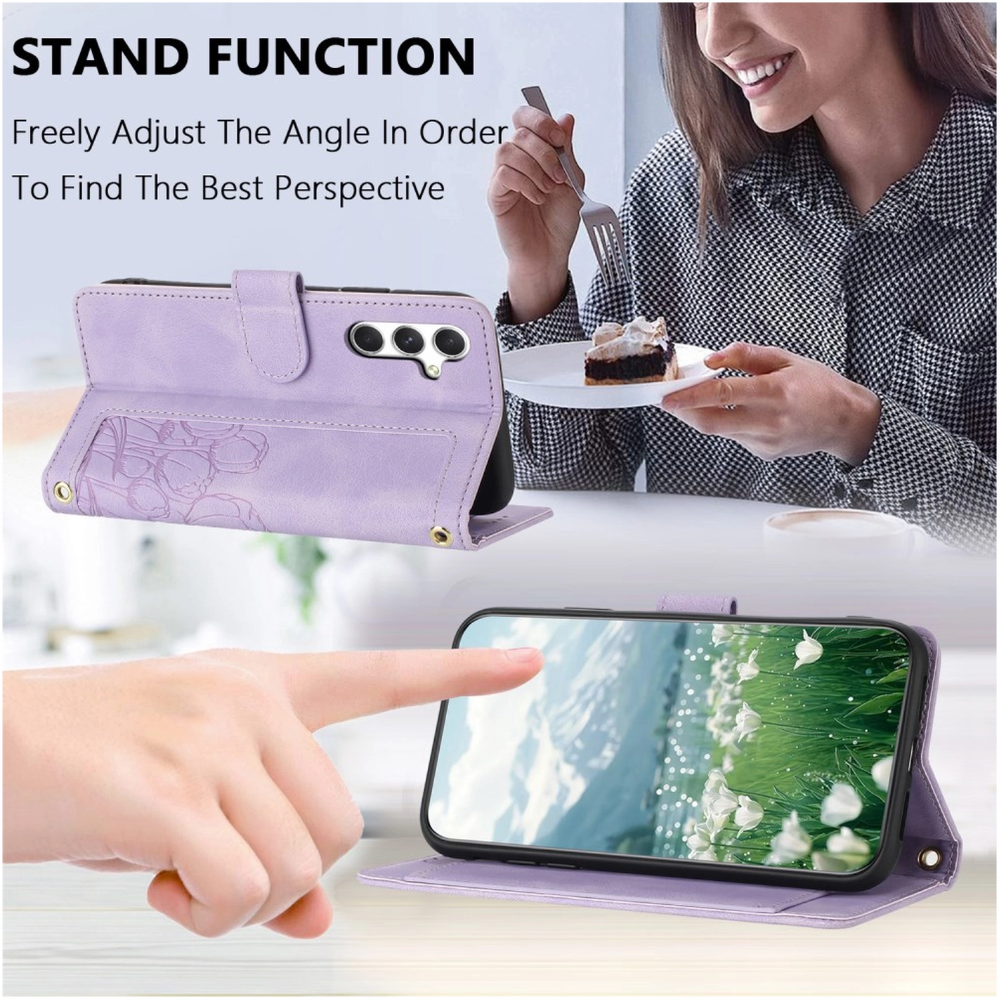 Samsung Galaxy A56 Hoesje Tulpen Book Case met Pasjeshouder Paars afbeelding 4