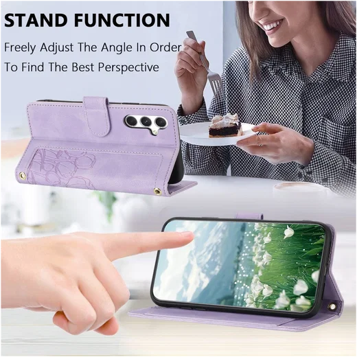 Samsung Galaxy A56 Hoesje Tulpen Book Case met Pasjeshouder Paars afbeelding 4