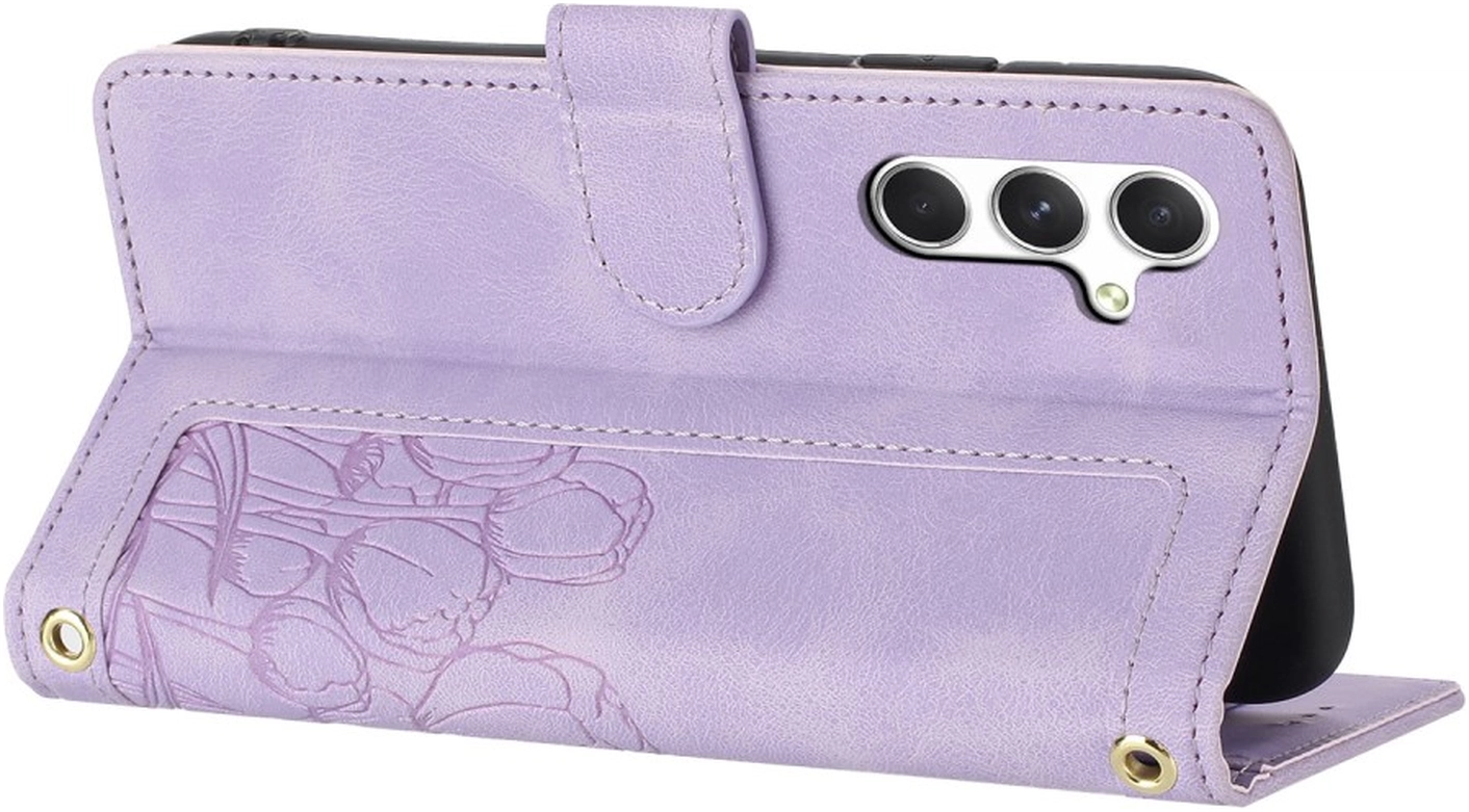 Samsung Galaxy A56 Hoesje Tulpen Book Case met Pasjeshouder Paars afbeelding 9