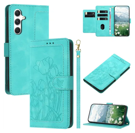 Samsung Galaxy A26 Hoesje Tulpen Book Case met Pasjeshouder Groen afbeelding 2