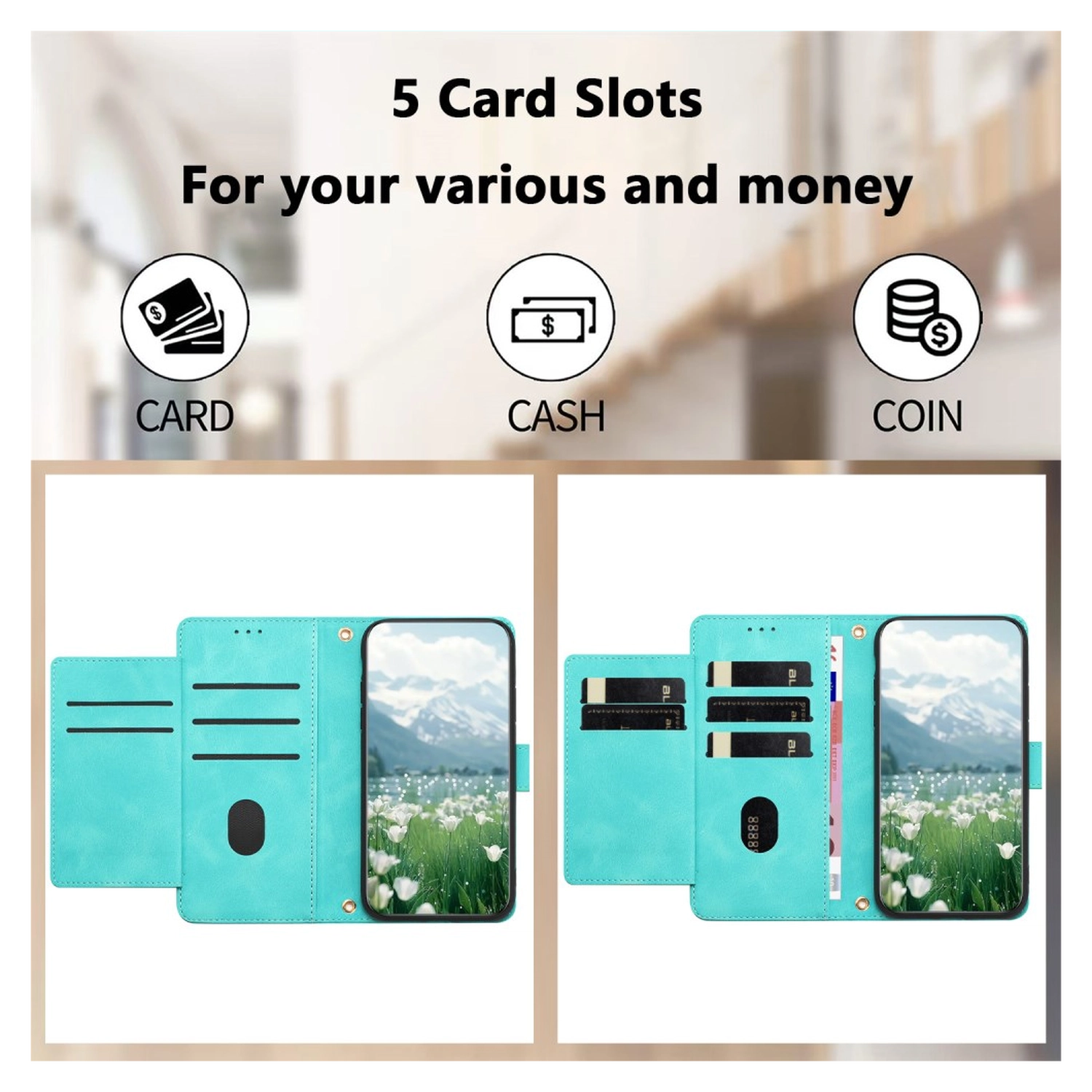 Samsung Galaxy A26 Hoesje Tulpen Book Case met Pasjeshouder Groen afbeelding 3