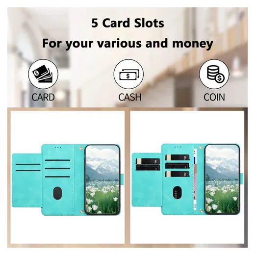 Samsung Galaxy A26 Hoesje Tulpen Book Case met Pasjeshouder Groen afbeelding 3