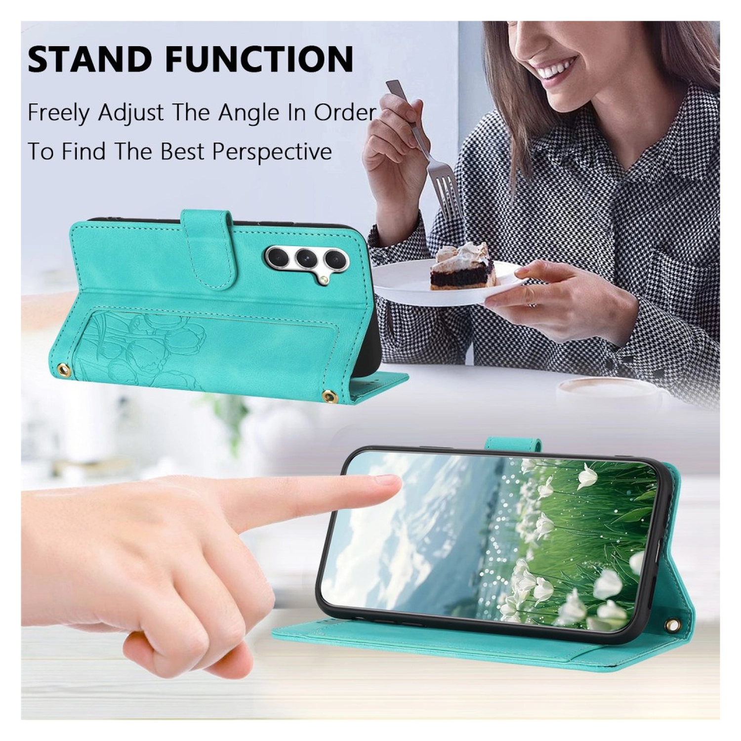 Samsung Galaxy A26 Hoesje Tulpen Book Case met Pasjeshouder Groen afbeelding 4