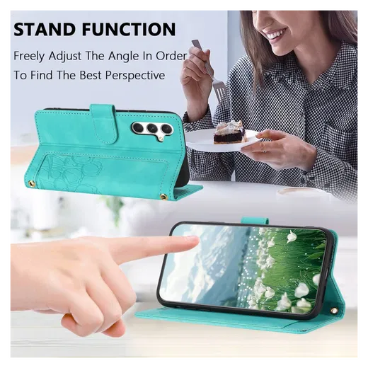 Samsung Galaxy A26 Hoesje Tulpen Book Case met Pasjeshouder Groen afbeelding 4