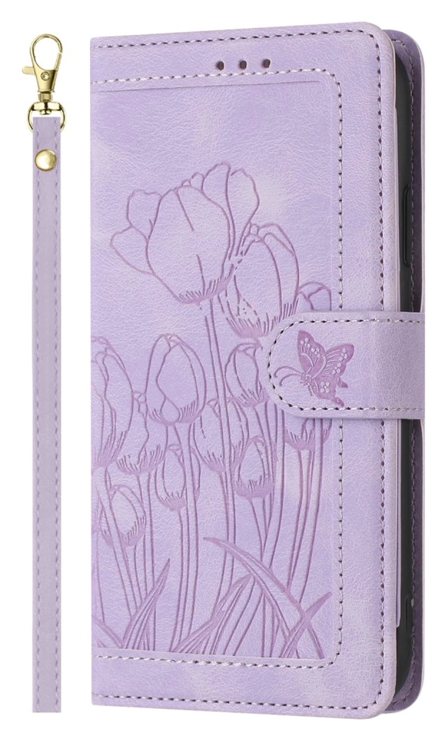 Samsung Galaxy A26 Hoesje Tulpen Book Case met Pasjeshouder Paars afbeelding 1