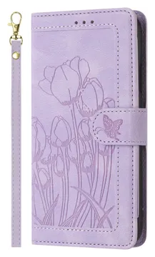 Samsung Galaxy A26 Hoesje Tulpen Book Case met Pasjeshouder Paars