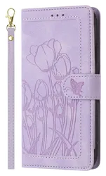Samsung Galaxy A26 Hoesje Tulpen Book Case met Pasjeshouder Paars afbeelding
