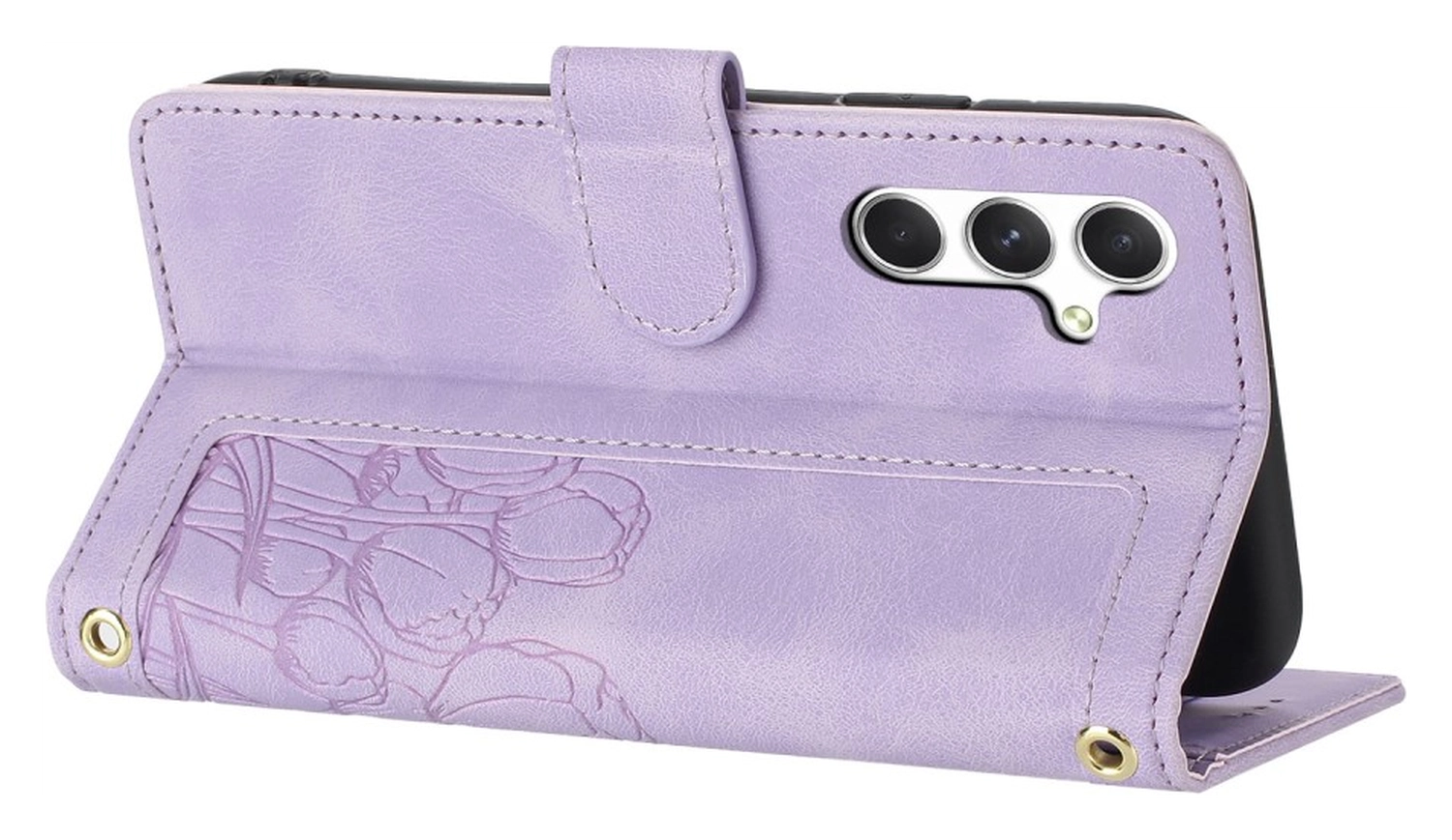 Samsung Galaxy A26 Hoesje Tulpen Book Case met Pasjeshouder Paars afbeelding 10