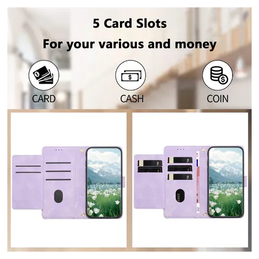 Samsung Galaxy A26 Hoesje Tulpen Book Case met Pasjeshouder Paars afbeelding 3