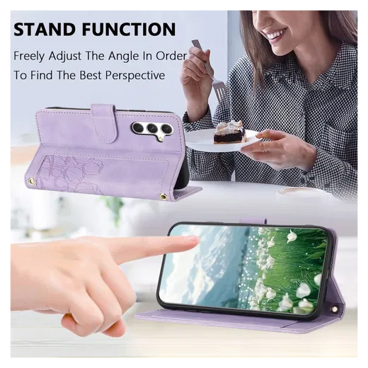 Samsung Galaxy A26 Hoesje Tulpen Book Case met Pasjeshouder Paars afbeelding 4