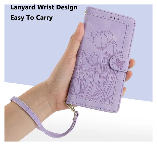 Samsung Galaxy A26 Hoesje Tulpen Book Case met Pasjeshouder Paars afbeelding 6