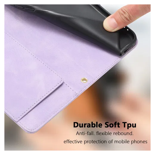 Samsung Galaxy A26 Hoesje Tulpen Book Case met Pasjeshouder Paars afbeelding 8