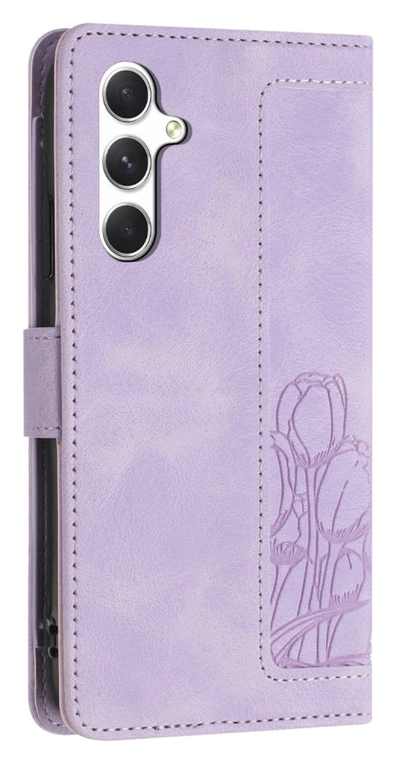 Samsung Galaxy A26 Hoesje Tulpen Book Case met Pasjeshouder Paars afbeelding 9