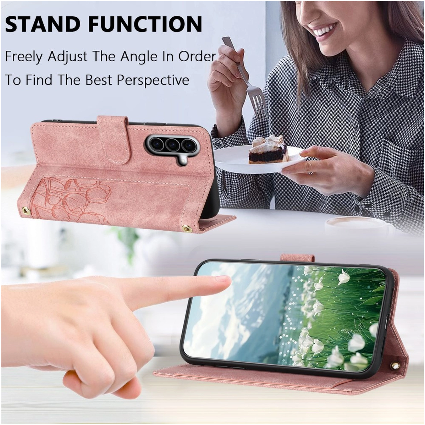Samsung Galaxy A36 Hoesje Tulpen Book Case met Pasjeshouder Roze afbeelding 10