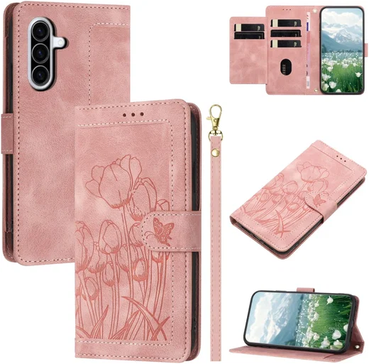 Samsung Galaxy A36 Hoesje Tulpen Book Case met Pasjeshouder Roze afbeelding 11