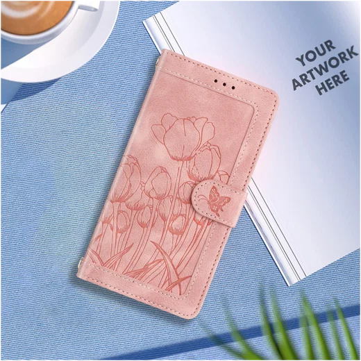 Samsung Galaxy A36 Hoesje Tulpen Book Case met Pasjeshouder Roze afbeelding 12