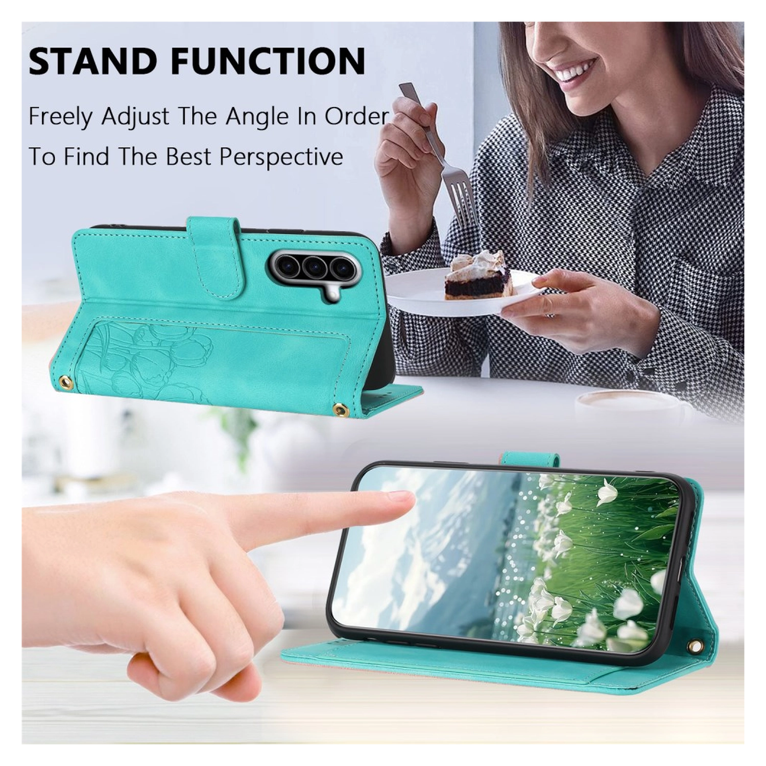 Samsung Galaxy A36 Hoesje Tulpen Book Case met Pasjeshouder Groen afbeelding 10