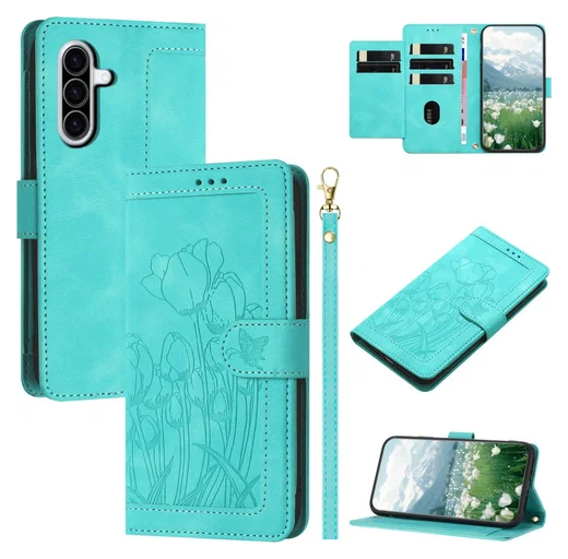 Samsung Galaxy A36 Hoesje Tulpen Book Case met Pasjeshouder Groen afbeelding 11