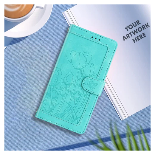 Samsung Galaxy A36 Hoesje Tulpen Book Case met Pasjeshouder Groen afbeelding 12