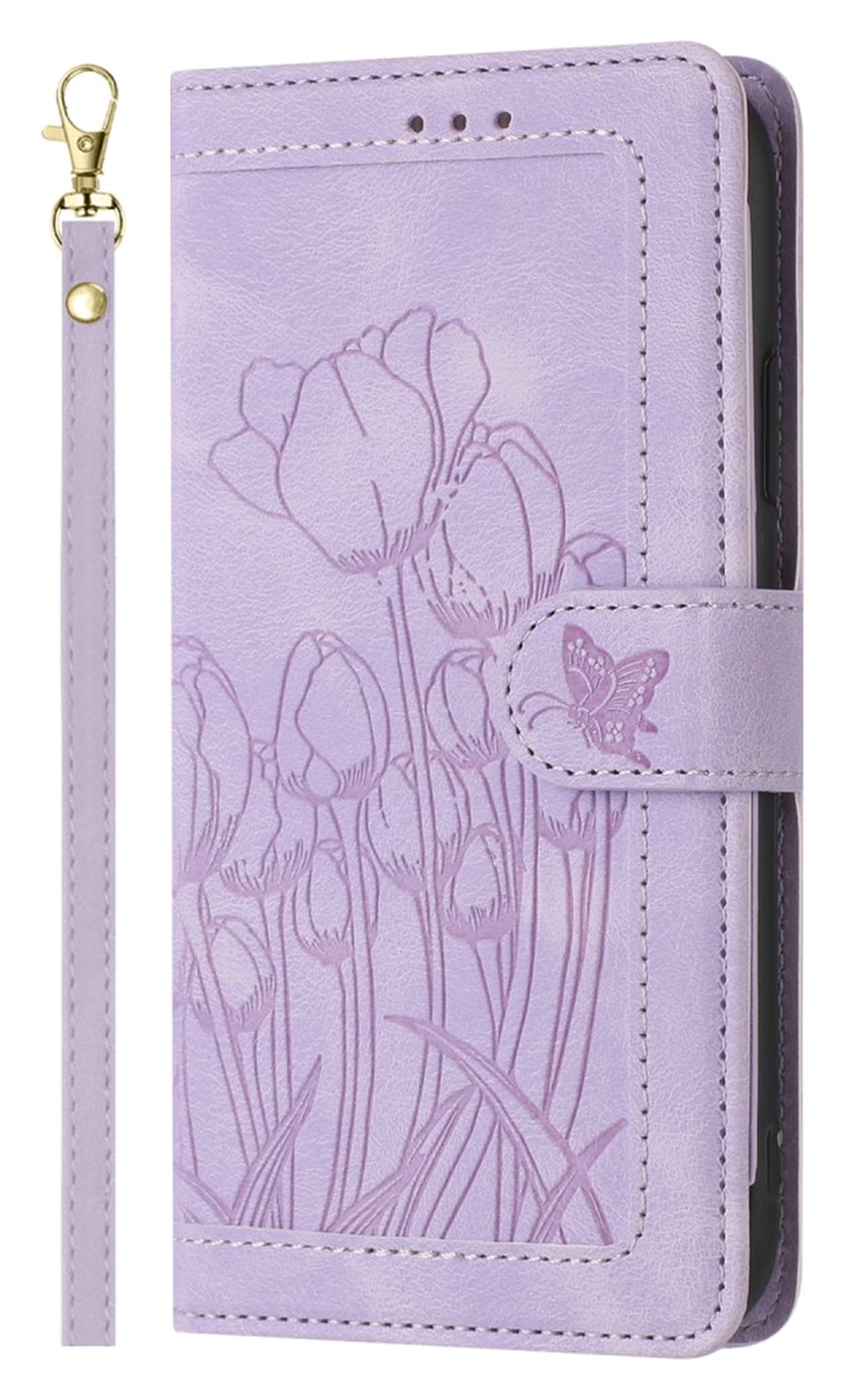 Samsung Galaxy A36 Hoesje Tulpen Book Case met Pasjeshouder Paars afbeelding 1