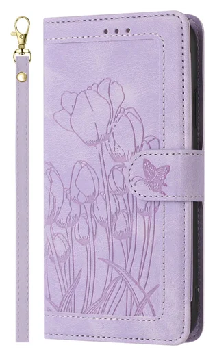 Samsung Galaxy A36 Hoesje Tulpen Book Case met Pasjeshouder Paars afbeelding 1