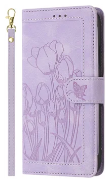 Samsung Galaxy A36 Hoesje Tulpen Book Case met Pasjeshouder Paars