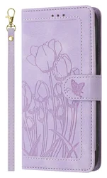 Samsung Galaxy A36 Hoesje Tulpen Book Case met Pasjeshouder Paars afbeelding