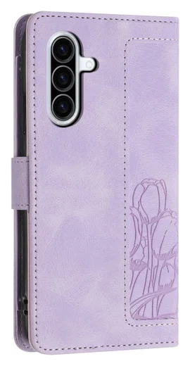 Samsung Galaxy A36 Hoesje Tulpen Book Case met Pasjeshouder Paars afbeelding 14