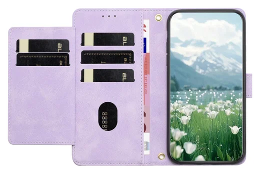 Samsung Galaxy A36 Hoesje Tulpen Book Case met Pasjeshouder Paars afbeelding 2