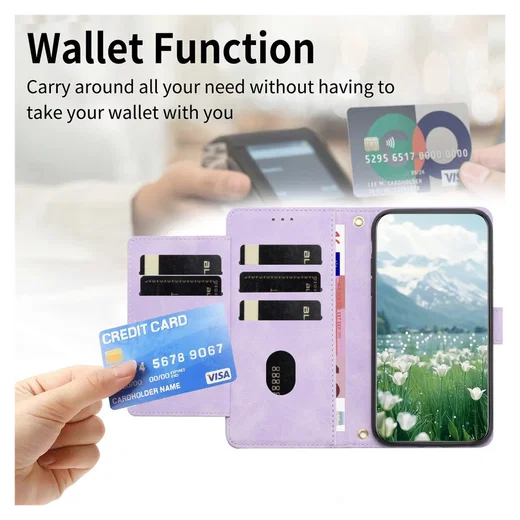 Samsung Galaxy A36 Hoesje Tulpen Book Case met Pasjeshouder Paars afbeelding 4