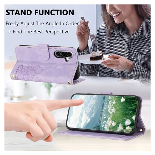 Samsung Galaxy A36 Hoesje Tulpen Book Case met Pasjeshouder Paars afbeelding 5