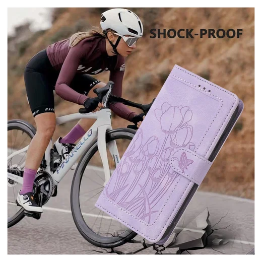 Samsung Galaxy A36 Hoesje Tulpen Book Case met Pasjeshouder Paars afbeelding 6