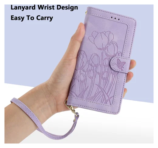 Samsung Galaxy A36 Hoesje Tulpen Book Case met Pasjeshouder Paars afbeelding 7