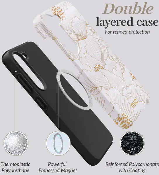MIO MagSafe Samsung Galaxy A16 Hoesje Hard Shell Back Cover White Roses afbeelding 6