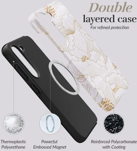 MIO MagSafe Samsung Galaxy A16 Hoesje Hard Shell Back Cover White Roses afbeelding 6